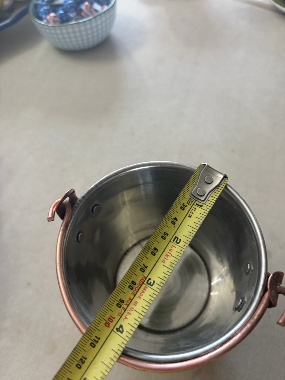 Hand-Hammered Copper Mini Bucket - Picture 3 of 7